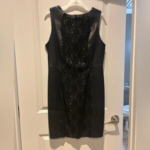New blk leather dress with lace inset size 12